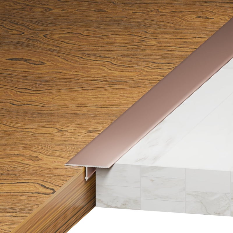 KTINITK 3Pcs Aluminum T-Molding, Floor Transition Strips, Floor Divider Trim, Threshold Strip, for Bridging Gaps Between Floors, or Between Wood Floors and Tiles (Brown 3pcs 35.4"x0.8") - Image 1
